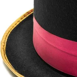 Overig Hoge Hoed Zwart Luxe Met Pink Band 8 Overig Hoge Hoed Zwart Luxe Met Pink Band -Kostuum Winkel hoge hoed zwart luxe met pink band 3