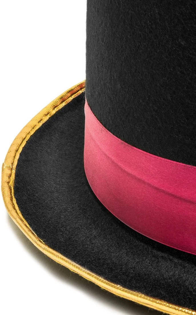 Overig Hoge Hoed Zwart Luxe Met Pink Band 5 Overig Hoge Hoed Zwart Luxe Met Pink Band - Afbeelding 3