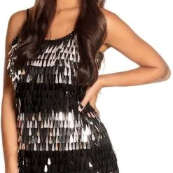 Overig Jurkje Pailletten Zwart-Zilver 8 Overig Jurkje Pailletten Zwart-Zilver -Kostuum Winkel jurkje pailletten zwart zilver 1