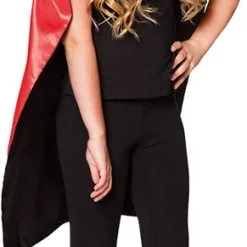 Overig Kinder Cape Zwart/Rood Omkeerbaar (90cm) -Kostuum Winkel kinder cape zwart rood omkeerbaar 90cm 2