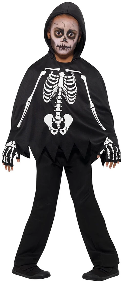 Overig Kinder Poncho Skelet Met Capuchon En Handschoenen 6 Overig Kinder Poncho Skelet Met Capuchon En Handschoenen - Afbeelding 4