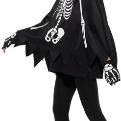 Overig Kinder Poncho Skelet Met Capuchon En Handschoenen 7 Overig Kinder Poncho Skelet Met Capuchon En Handschoenen -Kostuum Winkel kinder poncho skelet met capuchon en handschoenen zijkant