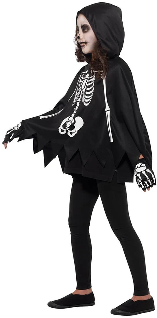 Overig Kinder Poncho Skelet Met Capuchon En Handschoenen 4 Overig Kinder Poncho Skelet Met Capuchon En Handschoenen - Afbeelding 2