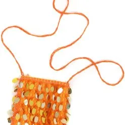 Overig Oranje Tasje Met Grote Pailletten Goud