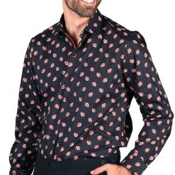 Overig Overhemd Heren Steek Rood-Wit -Kostuum Winkel overhemd heren steek rood wit zijkant