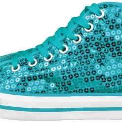 Overig Pailletten Sneakers Turquoise -Kostuum Winkel pailletten sneakers turquoise zijkant