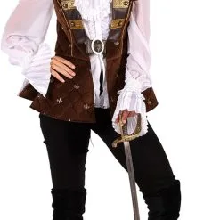 Overig Piraten Vest Bruin Luxe Voor Dames -Kostuum Winkel piraten vest bruin luxe voor dames 2