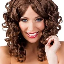 Overig Pruik Curly Bruin