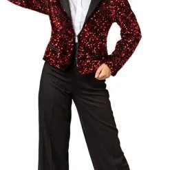 Overig Rode Pailletten Blazer Dames Luxe -Kostuum Winkel rode pailletten blazer dames luxe 2