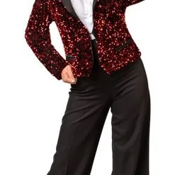 Overig Rode Pailletten Blazer Dames Luxe -Kostuum Winkel rode pailletten blazer dames luxe 3