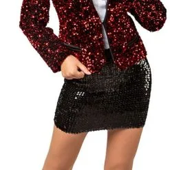 Overig Rode Pailletten Blazer Dames Luxe -Kostuum Winkel rode pailletten blazer dames luxe 4