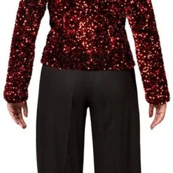 Overig Rode Pailletten Blazer Dames Luxe -Kostuum Winkel rode pailletten blazer dames luxe achterkant