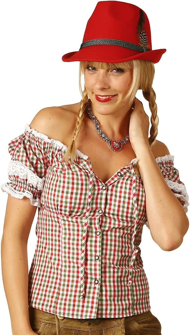 Overig Tiroler Dames Blouse Carmen Rood-Groen-Wit 3 Overig Tiroler Dames Blouse Carmen Rood-Groen-Wit