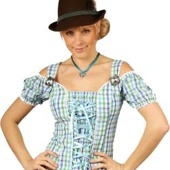 Overig Tiroler Dames Blouse Claire Blauw/Groen