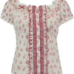 Overig Tiroler Dames Blouse Roze Roosjes (100% Katoen)