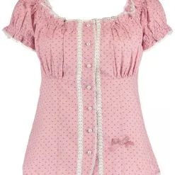 Overig Tiroler Dames Blouse Zofie Roze-Wit