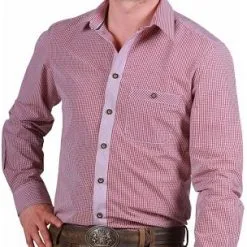 Overig Tiroler Overhemd Markus Wijnrood-Wit