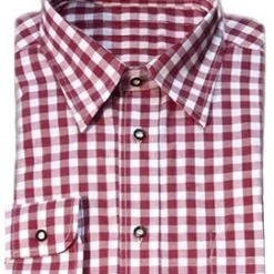 Overig Tiroler Overhemd Wijnrood Luxe (katoen/polyester)