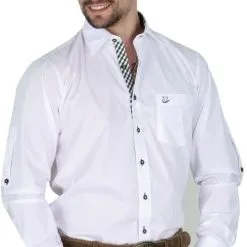 Overig Tiroler Trachten Overhemd Wit-Groen (Slimfit) -Kostuum Winkel tiroler trachten overhemd wit groen slimfit 2