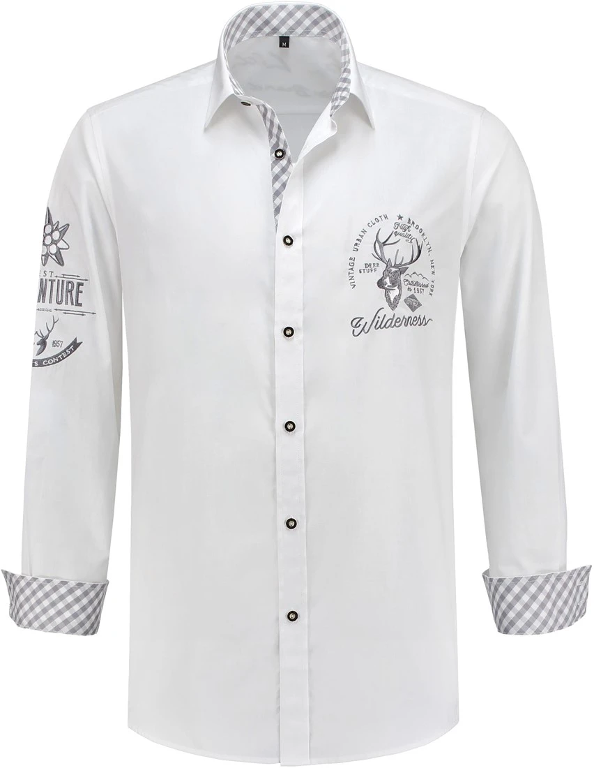 Overig Tiroler Trachtenhemd Grijs/Wit Luxe (100% Kat) 3 Overig Tiroler Trachtenhemd Grijs/Wit Luxe (100% Kat)