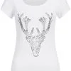 Overig Trachten T-shirt Hert + Zilveren Pailletten Wit -Kostuum Winkel trachten t shirt hert plus zilveren pailletten wit