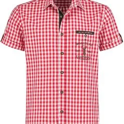 Overig Trachtenhemd Rood/Wit Korte Mouw (55% Katoen)