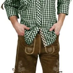 Overig Trachtenhemd Slim-Fit Groen/Bruin Luxe