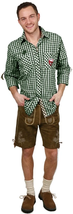 Overig Trachtenhemd Slim-Fit Groen/Bruin Luxe 3 Overig Trachtenhemd Slim-Fit Groen/Bruin Luxe