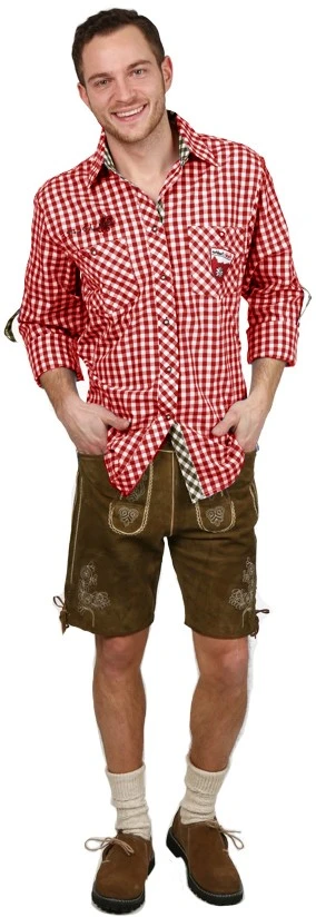 Overig Trachtenhemd Slim-Fit Rood/Bruin Luxe 3 Overig Trachtenhemd Slim-Fit Rood/Bruin Luxe