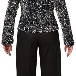 Overig Zilveren Pailletten Blazer Dames Luxe -Kostuum Winkel zilveren pailletten blazer dames luxe achterkant